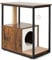 COSTWAY Cat Tree, Cats Furniture End Table with Condo, Scratching Post, Removable Scratching Mat, Dangling Ball, Side Table for Living Room, Bedroom (Rustic Brown)