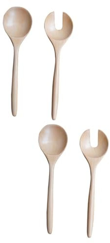 Garneck 2 Sets 2 Stück Salat Holzlöffel Salatlöffel Salat Holzlöffel Salat Woo Geschirr Salat Holzutensilien Salat Holzgabel Salatbesteck Glatter Löffel Und Für Salat