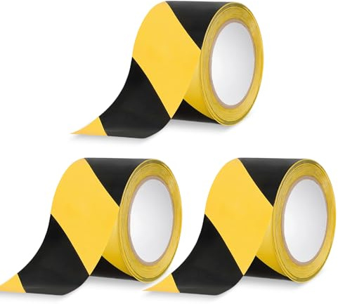 kingsea Lot de 3 rubans de marquage au sol - 33 m x 100 mm - Ruban d'avertissement autocollant pour revêtements de sol, marquage d'obstacles, étanchéité