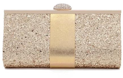 YUEZHAN Abendtasche Damen Clutch Blinkende Abend Tasche Braut Handtasche Damen Clutch Gold