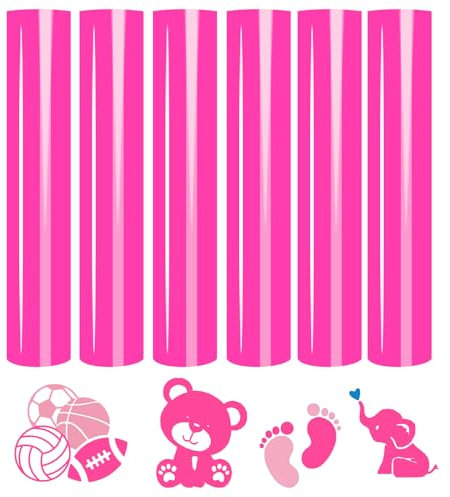 Tintnut Heat Transfer Vinyl Rose Red Plotter Film Textile, Flex Film Plotter Textile, Pack of 6, 12 x 10 htv