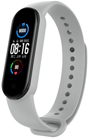Ersatzarmband für Xiaomi Smart Band 7 / Mi Band 6 / Band 5 / Band 4 / Band 3, Sport ArmbandUhrenarmband, Silikon Armbänder für Amazfit Band 5 (Gray)