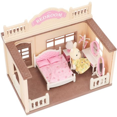 Drfeify Hasen-Puppenhaus-Spielset, Maßstab 1:12, Hasen-Puppenhaus, Vorgetäuschtes Spielzeug-Spielhaus, Kleines Puppenhaus-Set für Kleinkinder und Kinder