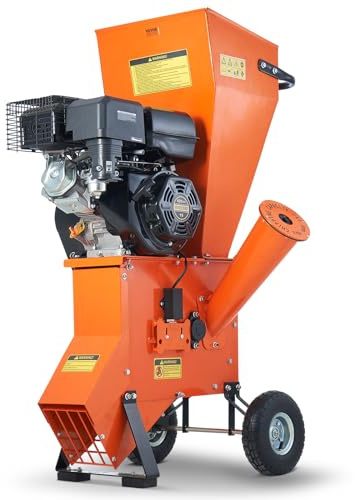 VEVOR Wood Chipper Shredder Mulcher, 12 HP Heavy Duty Gas Powered, 2 Max Cutting Diameter, 420cc 8.6 kW Engine Woodchipper, Fast Wood Chipping Chopping for Forestry, Landscaping, CE/EMC Certified