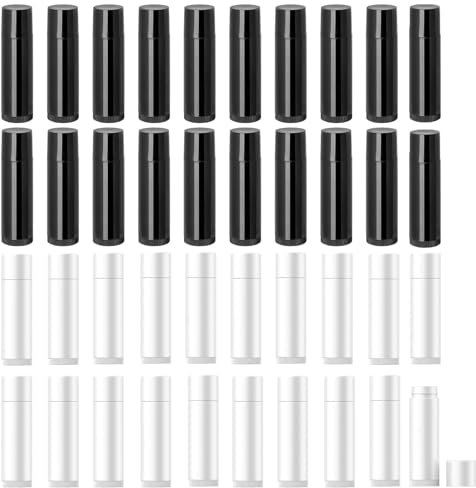 40 Stück Lippenstift Tubes, Wiederverwendbar Kunststoff Leer Lippenpflegestift Nachfüllbar mit Kappe für DIY Hausgemachte Lippenbalsams (Kapazität: 5 g)