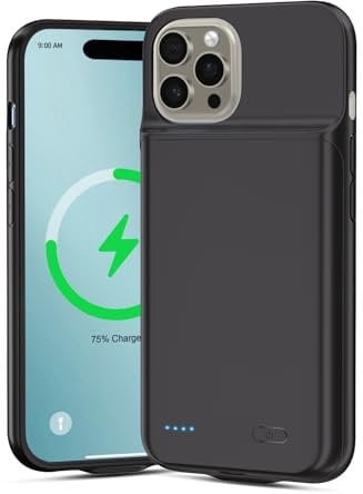 Wavypo 7000mAh Battery Case for iPhone 16 Pro, Portable Charging Case Rechargeable Battery Pack Slim Protective Extended Charger Case Compatible with iPhone 16 Pro (Black)