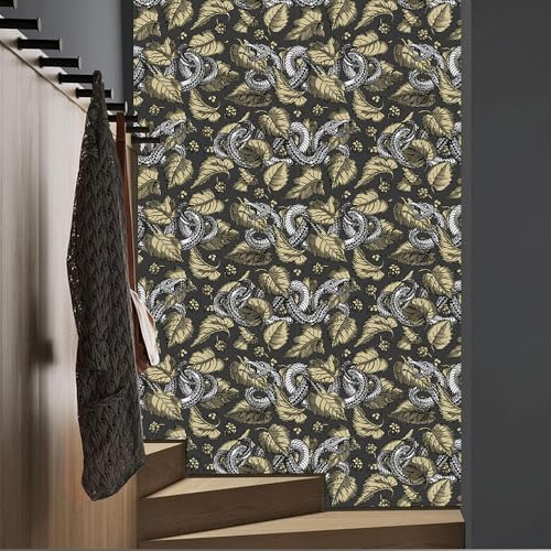 Wandschutzfolie Olivgrüne Schlange Klebefolie Wandtattoo Leicht zu Entfernen Möbelfolie Selbstklebende Tapete Wandtattoo Schlafzimmer Tapete Selbstklebend Wallpaper for Living Room 45x200cm