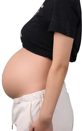 Vnmcry Réaliste Silicone Faux Ventre de Grossesse Fausse Artificiel Grossesse Abdominale Vêtements de Maternité pour Cinéma Film Prop Cosplay (Beige, 5 à 7 Mois, Taille L) Environ 3,3kg