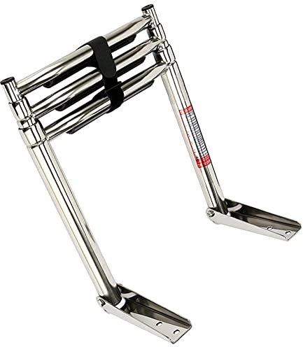 Telescopic Marine Boat Ladder 3 Step Stainless Steel Telescoping Extendable Ladder 900 Pound Capacity Folding Boarding Ladder for Marine Yacht/Swimming Pool