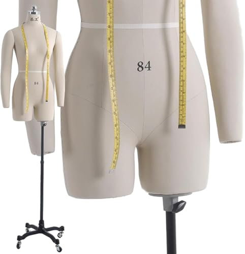 RCJCQSR Weibliche Schaufensterpuppe, Torso-Kleid, Formen zum Nähen, Erwachsenengröße, Schneiderpuppe auf Rädern, ansteckbare Körperform mit 2 weichen Armen (Größe: XL)