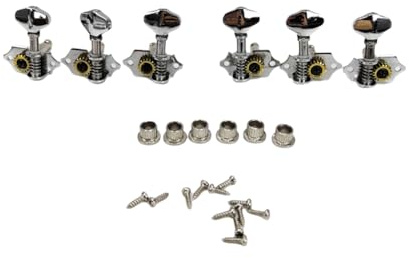 Sefdrert Acoustic Guitar String Tuning Pegs Kit with Screw Ferrule Universal Tuners Open Tuning Standard Accessories Silver