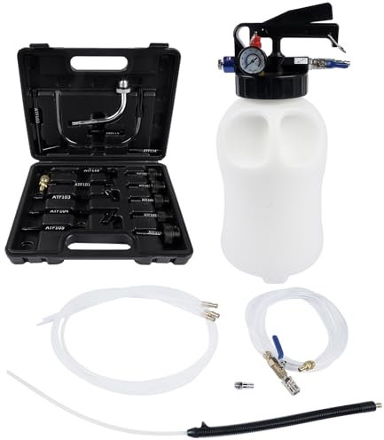 Hopzty Pompa per Olio Cambio 6L con 15 Adattatori, 2 in 1 Dispositivo di Cambio Olio ad Aria compressa Riempimento Olio Estrattore Olio per Auto Camion