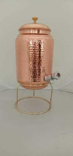 Hammered Copper Water Dispenser with Tap Matka Water Vessel Water Tanki Copper Pot 5 Liter Copper Pitcher with Tap and Stand