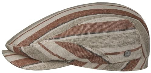 LIERYS Leinen Flatcap Made in EU Herren Sommer beige-rot M (56-57 cm)