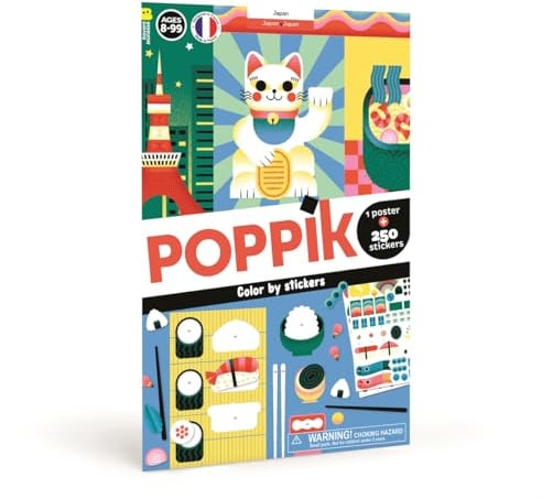 POPPIK 1841282 Sticker-Poster, Japan, Mosaikposter mit ablösbaren Aufklebern, Stickerset zum Basteln, für Kinder ab 8 Jahren, 50 x 70 cm