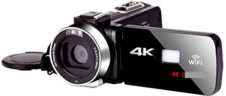 OUTFYT Videocamere digitali Professionali 4K Blogger Live Cast Streaming Camcorder for UHD 18X Zoom Vlog Webcam Videoregistratore,Portatile Multifunzionale(No SD Card,Standard)