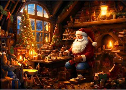 DERAYEE Weihnachtspuzzle für Kinder,Puzzles für Erwachsene,1000 Teile Weihnachtsmann Puzzle 75 * 50CM Puzzles Party Geschenke Weihnachten