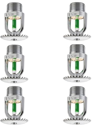 6 Pack 1/2 Thread Upright Fire Sprinkler Heads Quick Response 93℃ 199℉ for Kitchen Boiler Room