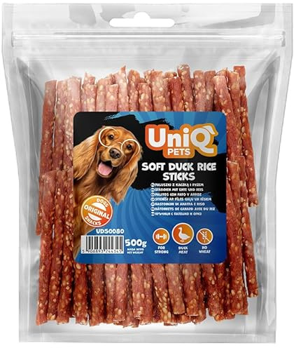 UniQ Pets Hundeleckerli Softsticks Ente und Reis weiche hundeleckerli für große und kleine Hunde glutenfrei fettarme kaustangen Snack für Hunde 500 g