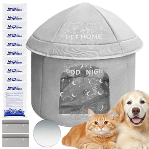 Maison de Chat du climatiseur - Refroidissement des Chats isolés extérieurs Shelter | Animaux domestiques à l'épreuve des intempéries avec Paquet de Glace pour Chats Sauvages, Chatons,