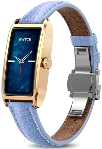 Smartwatch Damen Elegant Dünn Fitnesstracker Eckig Damenuhr 1.13 AMOLED Fitnessuhr Frauen Herzfrequenzmesser Schrittzähler Schlafanalyse Menstruationszyklus Pulsuhr Gold IP68 Wasserdicht Sportuhr