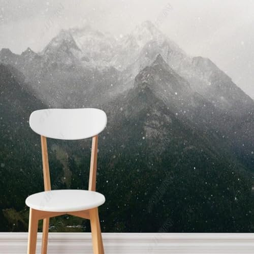 XLMING Rétro Montagnes Nuages Neige Flocons De Neige Paysage Enneigé Plateau 3D Papier Peint Premium Texturé Soie Bureau Salle à Manger Salon Chambre Coucher Canapé TV Mur-400cm×280cm
