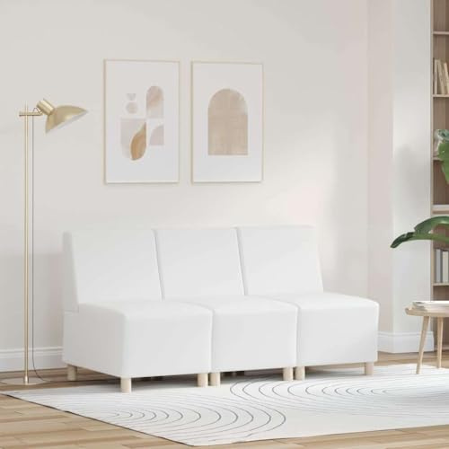HFXHIJXQ Modulares Armfreies Sofa 3 pcs Kunstleder Weiß 55 cm x 55 cm Modernes Design Robust und Langlebig für Wohnzimmer Küche Flur