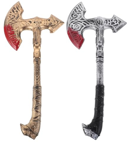 LIGIGWASH Lot de 2 Fausses haches ensanglantées : Accessoire de déguisement pour Costume de Pirate et Cosplay - Accessoires médiévaux pour Halloween et soirée bûcheron