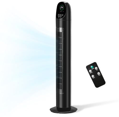 LEADZM Turmventilator mit Fernbedienung,Schwenkbarer Turm 87 cm,Säulenventilator leiser Schlafmodus,50 Watt Leistung, Griff, stabiler Sockel, 9H Timer