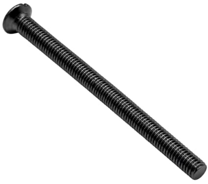 M3.5 x 50mm Plug Socket Screws - Long Electrical Socket Screws for Light Switches, Faceplates and Back Boxes, Slotted Flat Head Machine Fixings - Black Nickel, 10 pcs