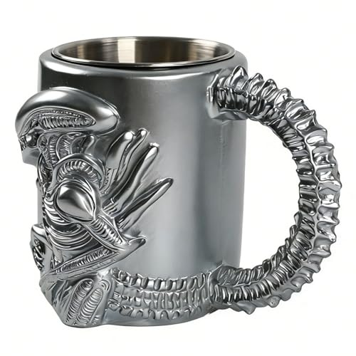 ASHATA Alien Resin Coffee Mug 3D Novelty Design for Sci-Fi Enthusiasts Easy to Clean Lightweight 15x10x11 Cm (Alien Mug)