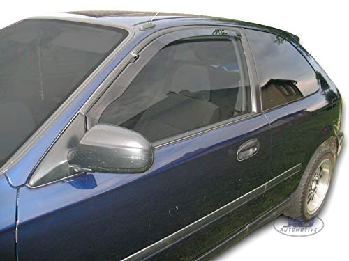 J&J AUTOMOTIVE | Windabweiser Passend Für Civic 3-Türer 1995-2001, Heko Regenabweiser, Getönt, Set 4-Teilig, Vorne und Hinten, Aerodynamisch