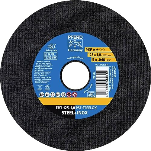 PFERD Trennscheibe EHT, 25 Stück | 125x1,0x22,23 mm, gerade, Universallinie PSF STEELOX | 61721100 – für Stahl und Edelstahl (INOX)
