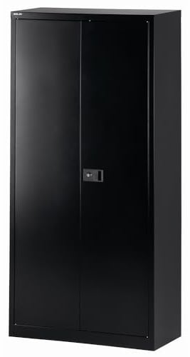 BISLEY Flügeltürenschrank Universal, Garderobeneinsatz, Metall, 633 Schwarz, 40 x 91.4 x 195 cm | HxBxT 1950 x 914 x 400 mm, mit Garderobeneinsatz, schwarz