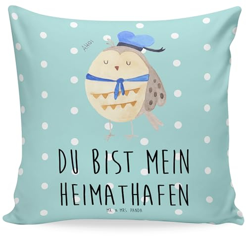 Mr. & Mrs. Panda Kissen Eule Matrose - Geschenk, Sofakissen, Couchkissen, Heimathafen, Kapitän, Freundin, Kopfkissen, Owl, Kissenbezüge, sofakissen