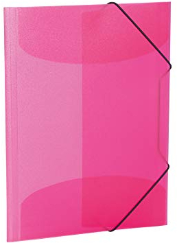 HERMA Sammelmappe A3 Pink Rosa Transluzent, Eckspanner-Mappe aus Kunststoff mit Gummizug und Innenklappen für Kinder, Jungen und Mädchen