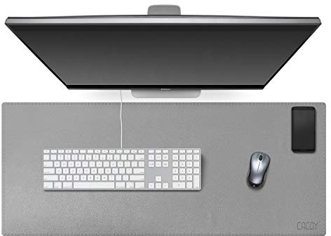 Cacoy 100x40 cm Verlängerter Schreibtischunterlage aus Leder, Große Büro PU Leder Gaming Mauspad, Großes Schreibtischmatte, Wasserdicht Computer Tischunterlage Mausmatte, Grau