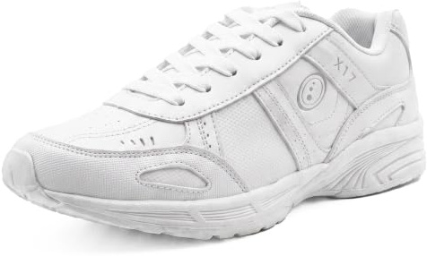 Optimum Kids Unisex School Shoes with Uniform Compliant Easy Fasten Design | Versatile black & white school trainers for the playground and formal uniform, with a breathable, easy-clean finish.