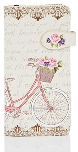SHAGWEAR ® Portemonnaie Geldbeutel Damen Geldbörse Mädchen | Bifold Mehrfarbig Portmonee Designs: (Paris Fahrrad/Paris Bike Beige)