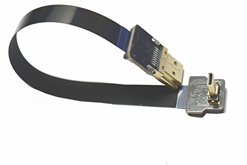 Kurzes Micro-HDMI-Kabel, 90 Grad, FPV, flach, dünn, HDMI, 90 Grad auf Standard-HDMI, Full HDMI, normales HDMI, für GoPro Sony A7RII, A7SII, A9, A6500, A6300 (nicht für Sony A6000), Schwarz (10 cm)