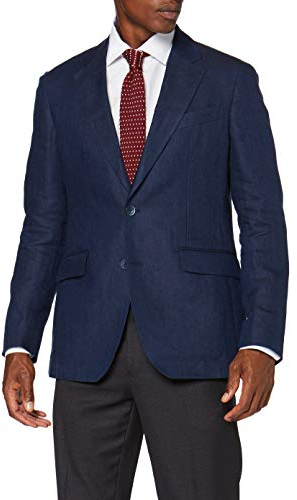 Hackett Herren Jacke Delave Linen Hopsack, Blau (Navy 595), XX-Large (Herstellergröße: 48)