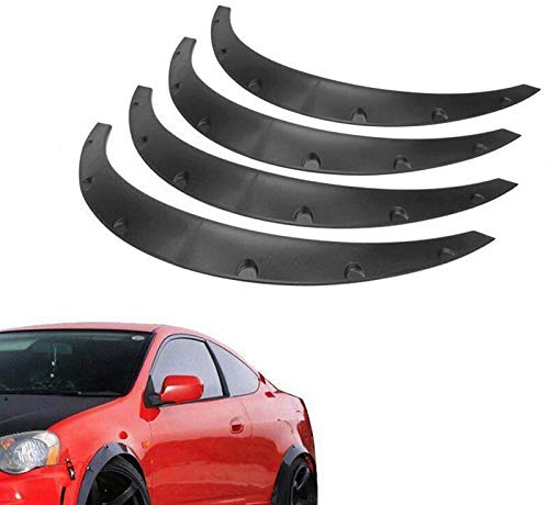BLACKHORSE-RACING 4PCS Universal Fender Flares 2/50mm Wide Body Kit Wheel Arches Durable PU