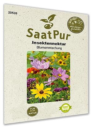 SaatPur Mischung Insektennektar für Schmetterlinge, Hummeln, Bienen u.a., reicht für ca. 5qm Naturgarten Blumenwiese