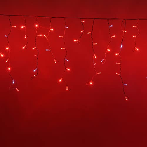 Luccika, Stalattite 5x0,7 mt 200 MaxiLed Rosso con Flash Bianco Ghiaccio per Interno ed Esterno