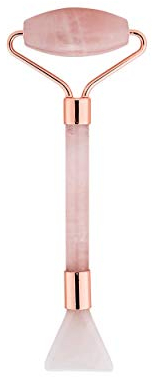 Vasanti Cosmetics Rosenquarz Roller & Gua Sha Tool – Gesichtsroller und Hautpflege-Massagegerät – minimiert Anzeichen von Alterung, hellt und definiert das Gesicht