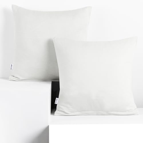 DecoKing 2 Kissenbezüge 50x50 cm Jersey 100% gekämmte Baumwolle Reißverschluss weiß Amber