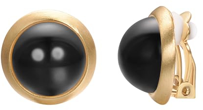 Vogem Schwarze Perlen Clips Ohrringe Damen Ohne Ohrlöcher 14mm Rund Süßwasserperle Gold Ohrclips Hypoallergener Modeschmuck