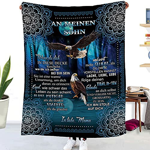 ACCZ Kuscheldecke Flauschige Personalisierte Decke Geschenke An Meine Sohn,Super Weiche Decke Flanell,Mutter für Sohn Positive Ermutigung und Liebe Sohn Flanelldecke
