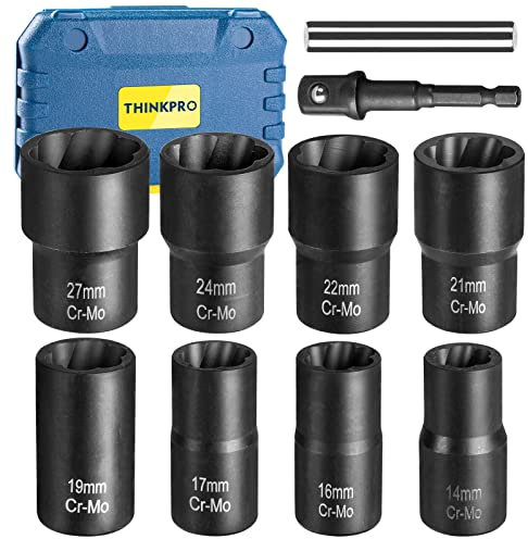 THINKPRO Lot de 10 extracteurs d'écrous de 1,27 cm - Outil d'extraction facile pour boulons endommagés, gelés, goujons, rouillés, arrondis et écrous