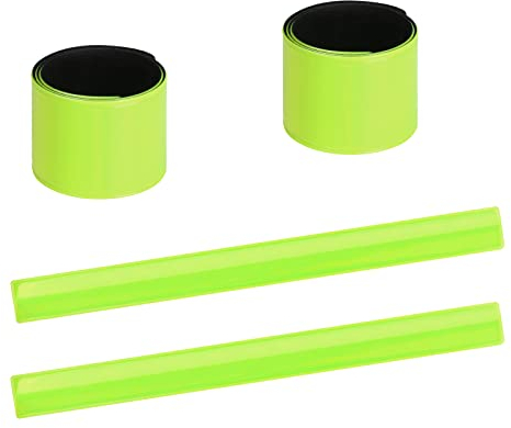 URAQT Reflektorband, 4PCS Universal Reflektoren Set Klatscharmband Sicherheitsband Reflektierend Schnapparmband Reflektierend Neon Reflektorbänder für Kinder Erwachsene Jogger und Radfahrer